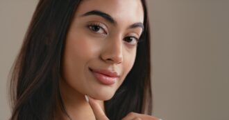 The lip border and surrounding skin in close view